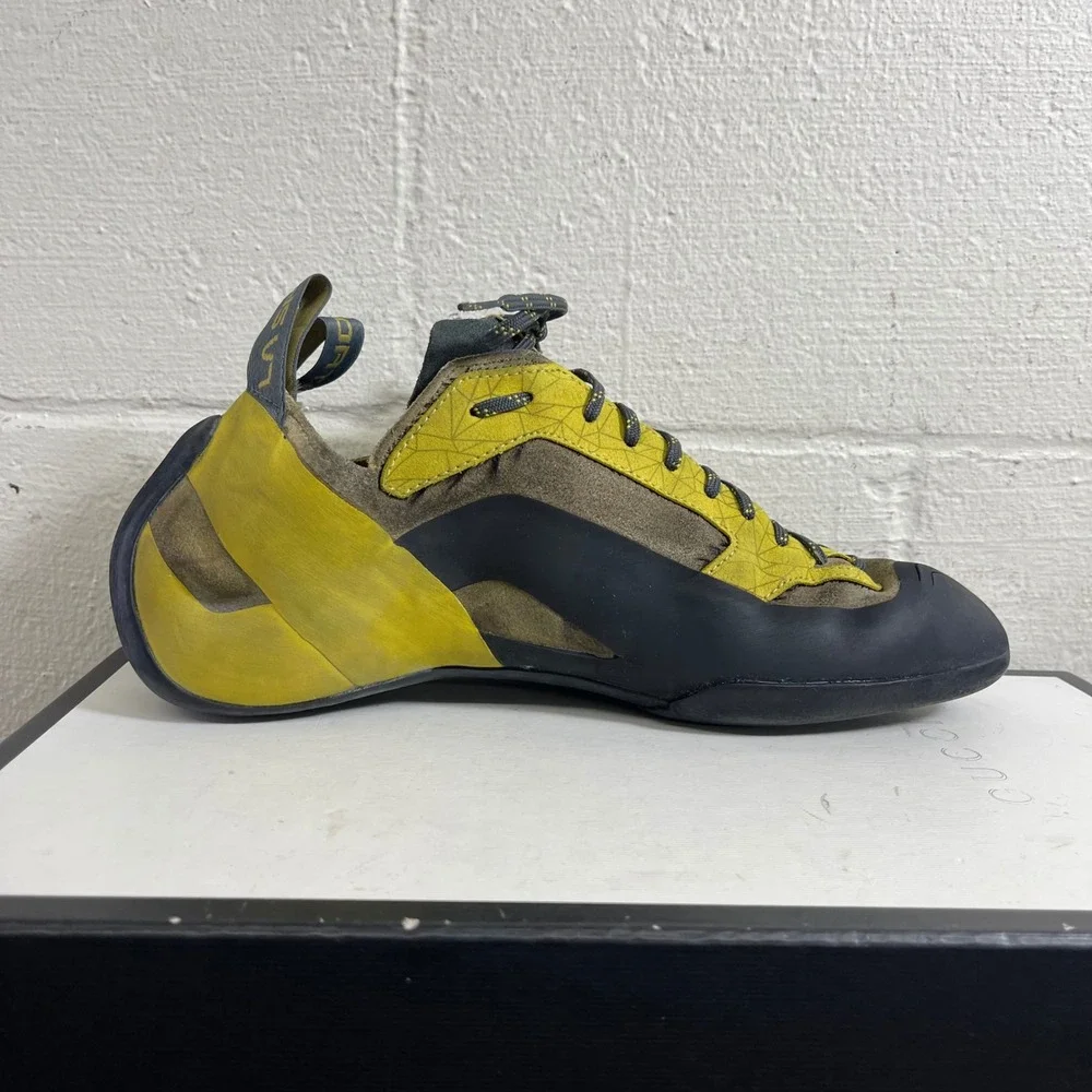 La Sportiva Finale Yellow Brown Black Rock Climbing Shoes‎ Lace up Men's 12.5 US